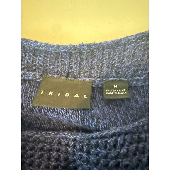 Tribal Cross Over Open Knit Long Sleeve sweater size M funky hipster chic - Picture 7 of 9